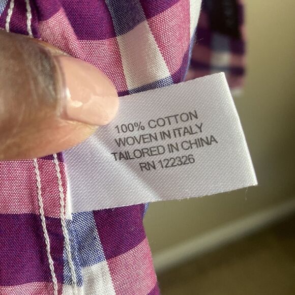 J. Hilburn by Tessitura Monti Checkered Button Front Shirt M - Picture 6 of 8